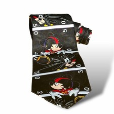 Mickey Unlimited Disney Silk Neck Tie Mickey Mouse  Goofy Football Black