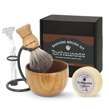 Shaving Brush Kit for Men, 4 in 1 Shaving Brushes Set Includes Badger Hair