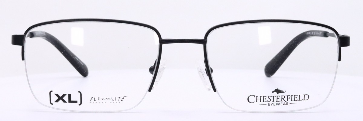 Chesterfield CH96XL 003 Black Mens Rectangle Half Rim Eyeglasses