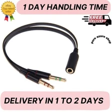 3.5mm Audio Mic Y Splitter Cable Cord Headphone Adapter Female to 2 Male Gold U