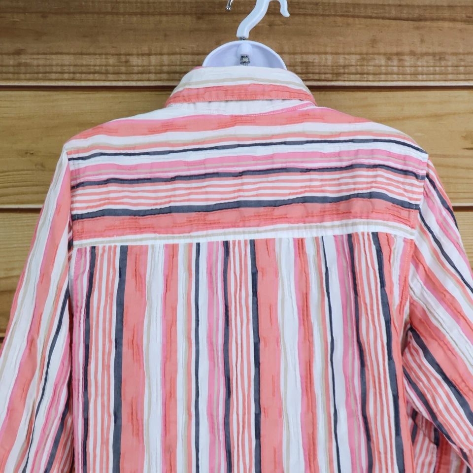 Camisa Breckenridge Abotonada Mujer Talla 2XL Multicolor Rayas Algodón Manga 3/4 Foto 4 de 4