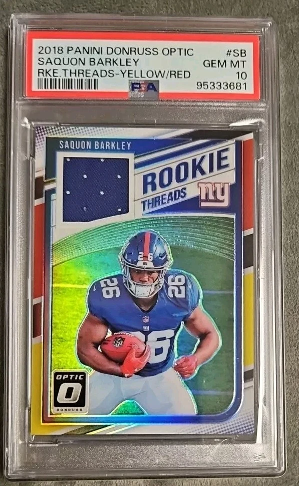 Saquon Barkley Panini Donruss Optic Rookie Threads #SB Yellow/Red