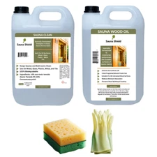 Sauna Shield Sauna Room Care Set: Sauna Wood Oil & Sauna Wood/Room Cleaner - 5L