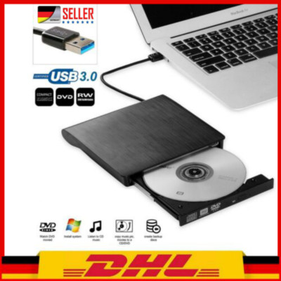 Externes DVD Laufwerk USB 3.0 Brenner Slim CD DVD-RW Brenner für PC Laptop DE