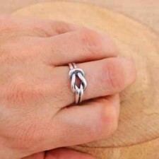 Square Knot Fine Silver Ring, Forever Knot Silver Ring, Love Knot Ring All size
