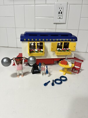 VTG Playmobil 3728 Romani Circus Strong Man Trailer Travel Playset