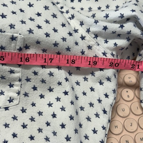 Frank & Eileen White Navy Stars Button Long Sleeve Shirt Womens Large - Picture 8 of 8