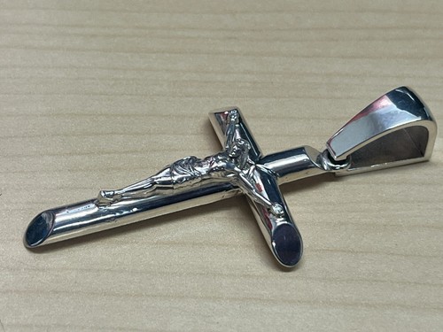 2" Solid Crucifix Jesus Christ Charm Pendant Solid 20 grams sterling Silver 925 - 第 1/9 張圖片