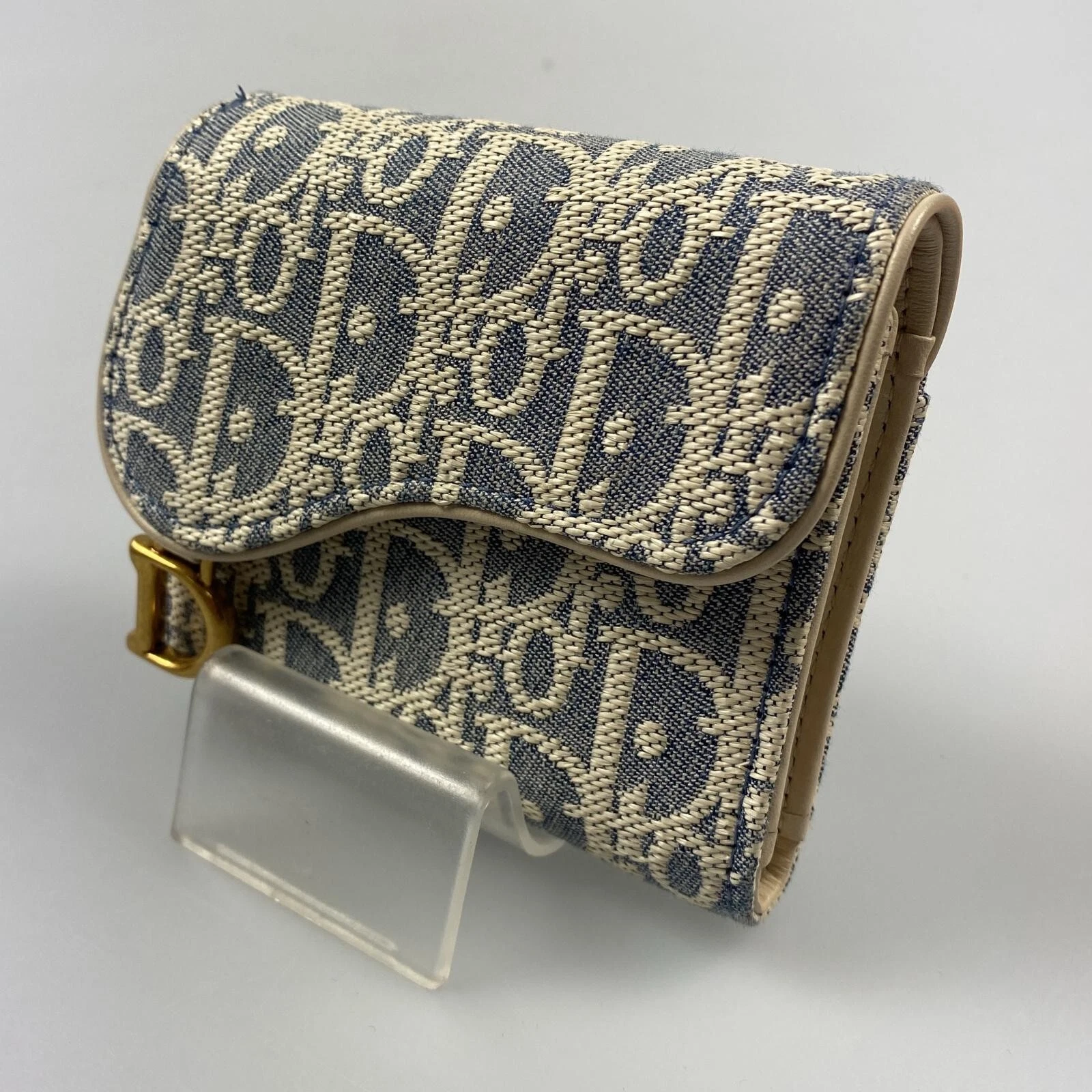 Sac à main portefeuille Christian Dior selle lotus long triple beige S5652CDFD_M authentique