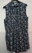 GAP Blue Floral Sleeveless Pintuck Dress Size XL