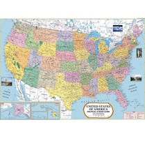 USA Map-United States Of America Map,Wall Poster- 70 X 100 Cm Laminated