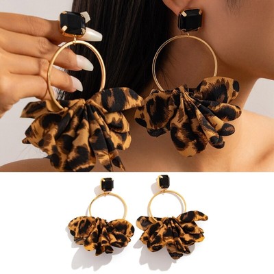 Stylish Leopard Fabric Earrings Lightweight and Comfortable Drop Earrings Charm