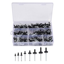200x Assorted Black Aluminum Alloy Pop Rivets Rivet Ord Wide Flange Multi 8-18mm
