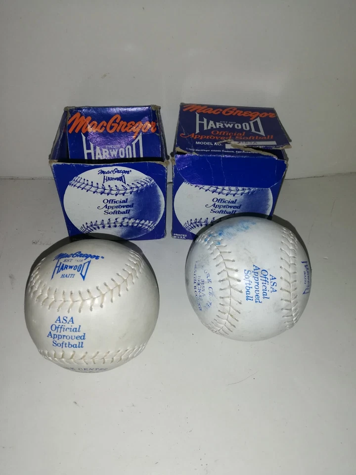 LOT 2 BALLE MAC GREGOR  OFFICIEL SOFTBALL MODELE 3153 A AVEC BOITE VINTAGE 1979 - Image 3 of 4