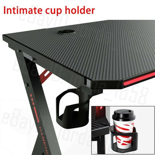 Gaming Desk Computer Home Office Writing Racer Carbon Fiber Table with RGB LED - Picture 10 of 12