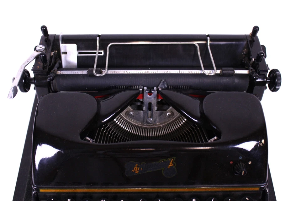 Rheinmetall Reise Schreibmaschine Schwarz Metall Typewriter No 316893 mit Koffer - Bild 4 von 4