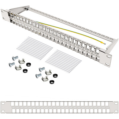 Patchpanel 19 Zoll Patchfeld Verteilerfeld 48-Port 1HE Keystone Jack Modul 1U