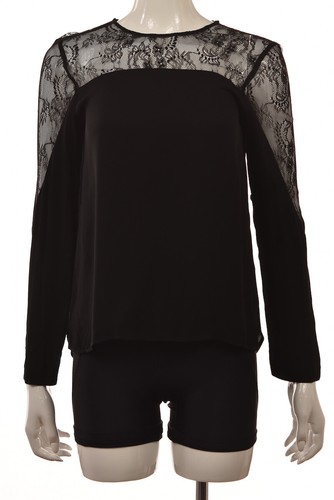 NEW Zara Woman Womens Top Size S Black Solid Blouse Shirt Long Sleeve Casual - Picture 2 of 6