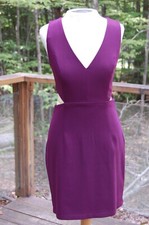 Lulu's S Sleeveless Plum Purple Backstage Pass Dress Lined Side Cut Outs Bodycon