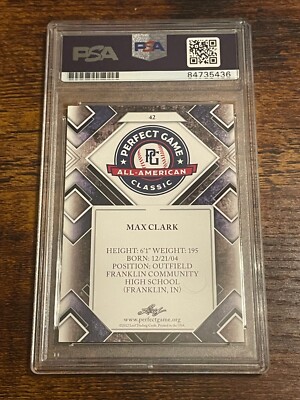 MAX CLARK signed auto autographed 2022 Leaf Perfect Game Card PSA