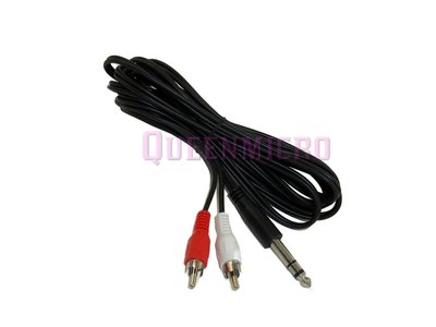 15Ft 15 Foot 1/4'' Stereo Male Plug to Dual 2 RCA Male Audio Cable 15'Ft v2
