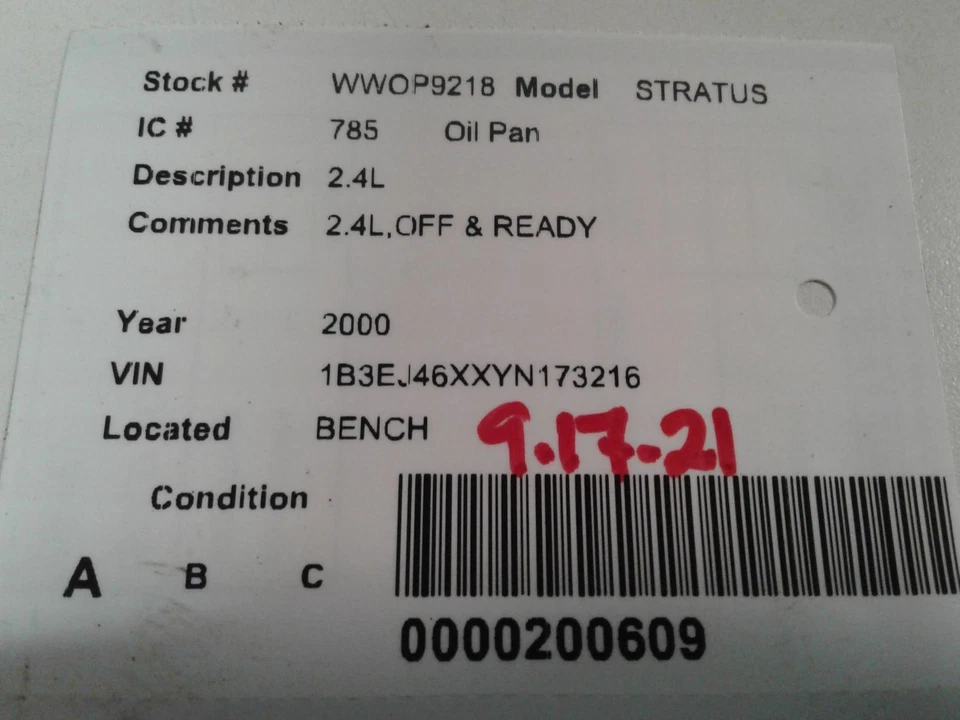 Used Engine Oil Pan fits: 2000 Dodge Stratus 4-148 2.4 Grade A - Изображение 4 из 4