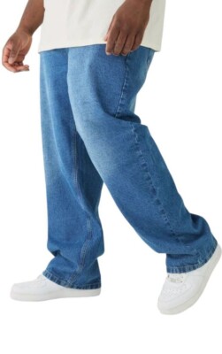 Herren Übergröße schmale starre Jeans UK Marke Waschung Denim Hose Hose Unterteil B656