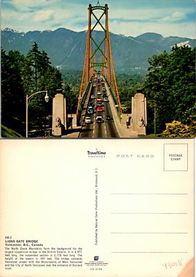 Vancouver BC Canada Lions Gate Postcard Unused (43018)