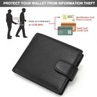 Gents Black RFID Wallet Genuine Leather Slim Bifold Style Zip Pocket Cardholder 