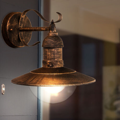 Landhausstil Wandleuchte Hofbeleuchtung Außenlampe Strahler schwarz gold Laterne - Bild 9 von 12