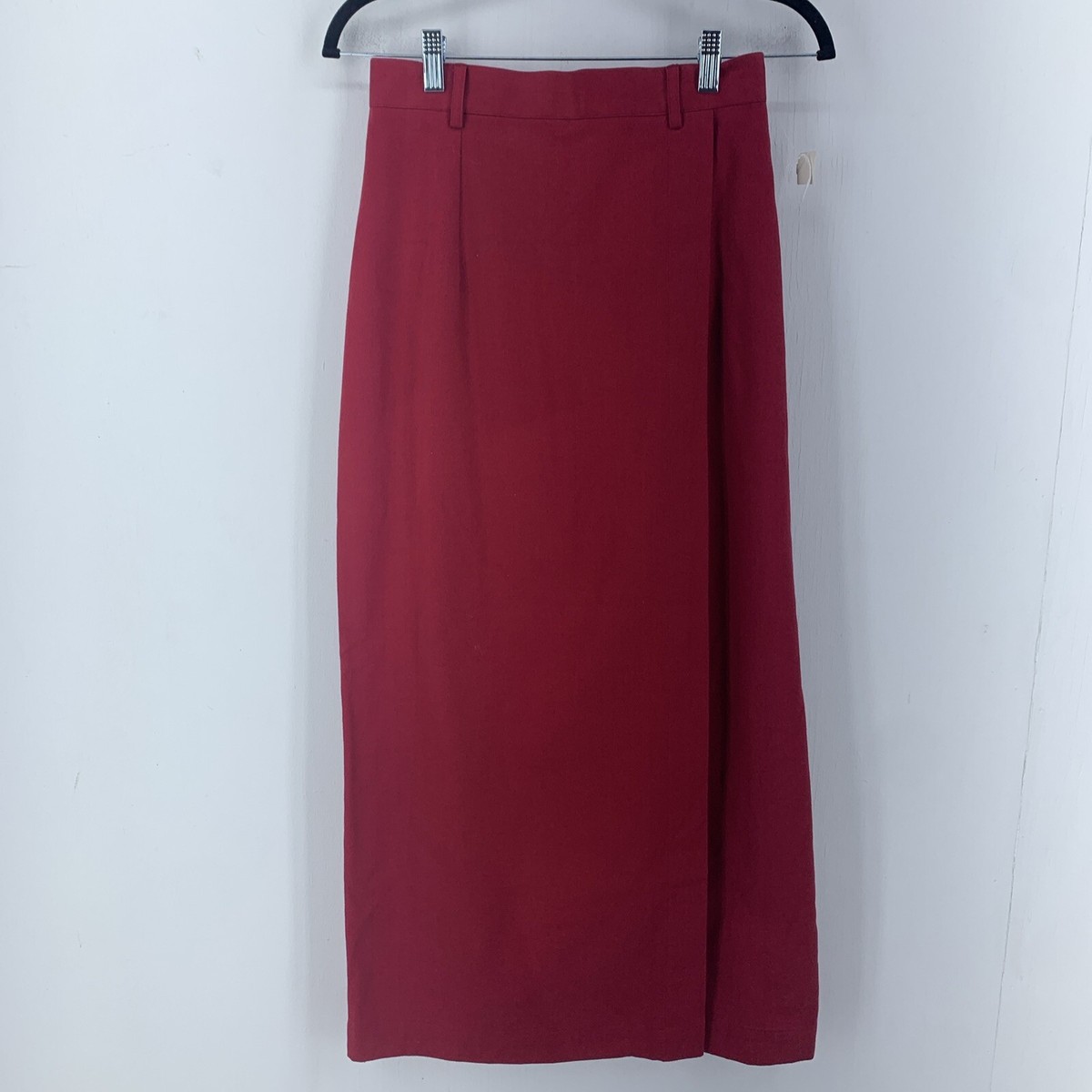 British Khaki Womens Maxi Skirt 90's Y2K Side Slit Faux Wrap