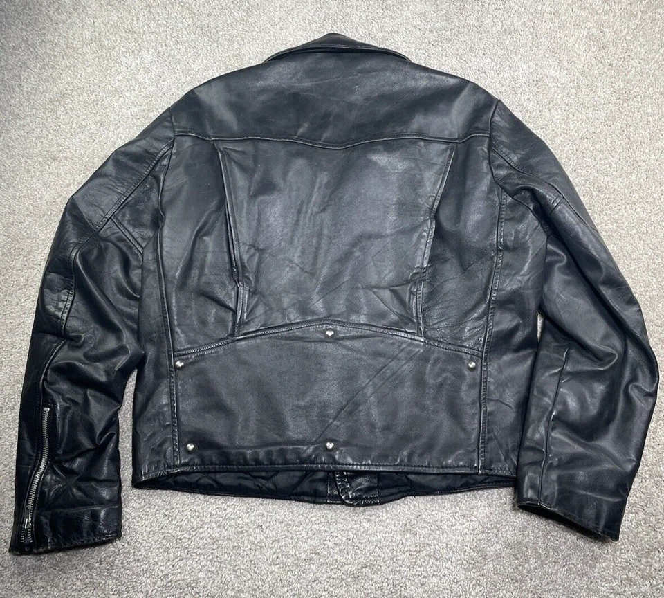Chaqueta de moto de cuero Montgomery Ward vintage talla 44 años 60 barlovento para hombre Foto 2 de 4