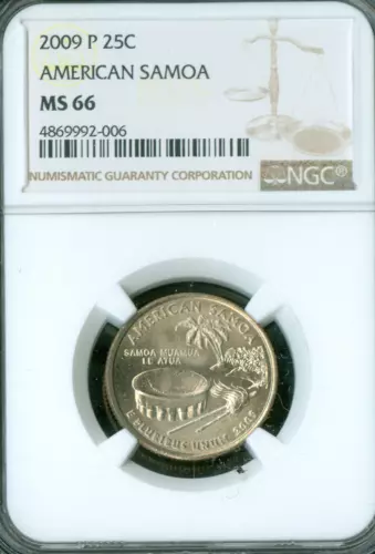 2009 P AMERICAN SAMOA QUARTER NGC MS66 BUSINESS STRIKE  .