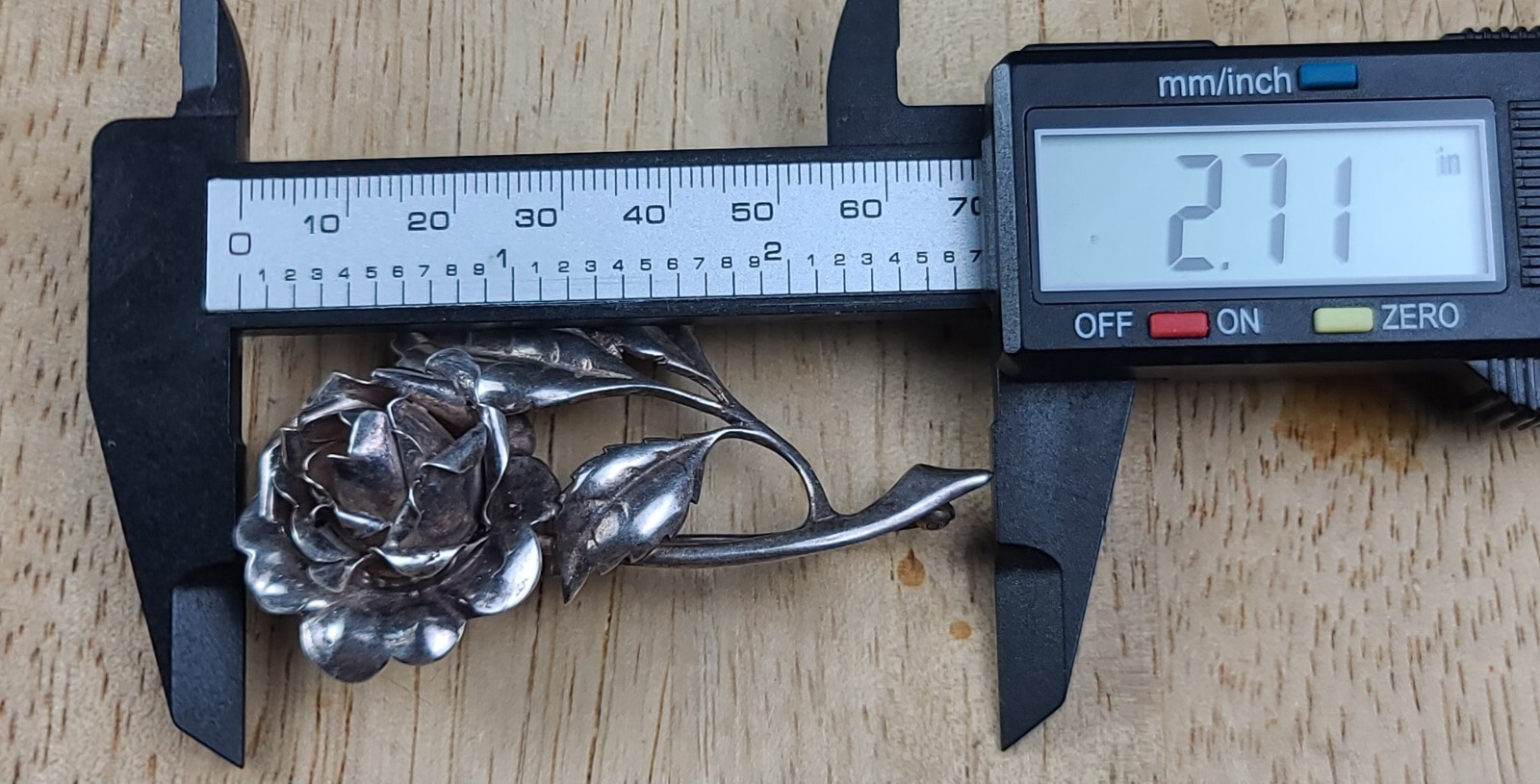 VTG Sterling 925 Solid Silver Rose Flower Pin 2.7… - image 14