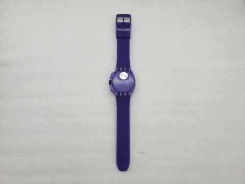 SWATCH CHRONOGRAPH DATE PURPLE DIAL SILICONE STRAP MEN'S WATCH SUIV401 NEW - Picture 2 of 10