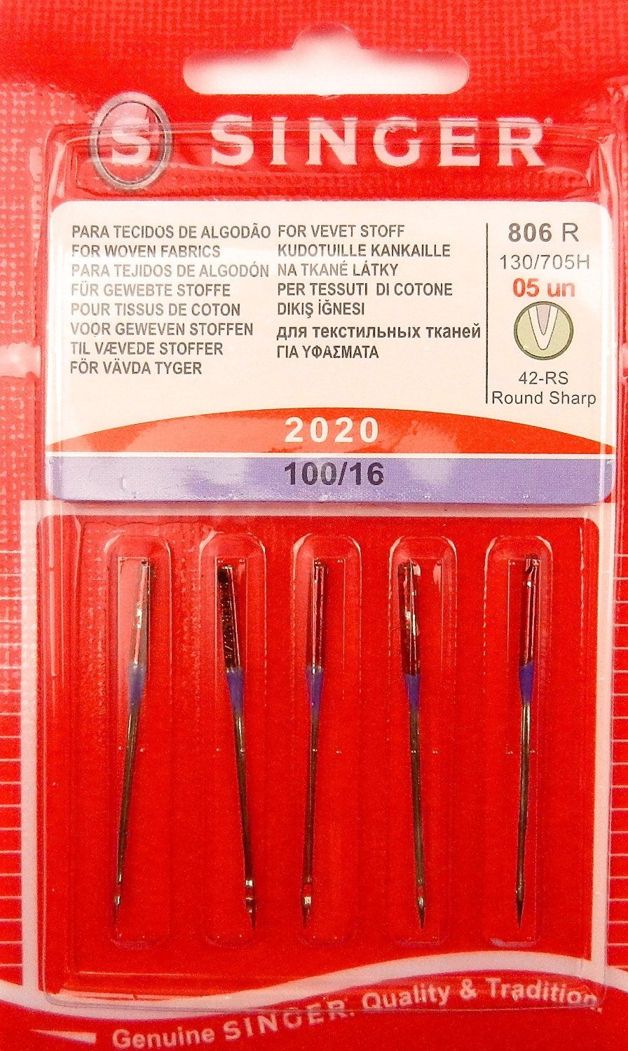 SINGER Domestic Sewing Machine NEEDLES (SIZE 100/16 HEAVY - PACK OF 5 NEEDLES)