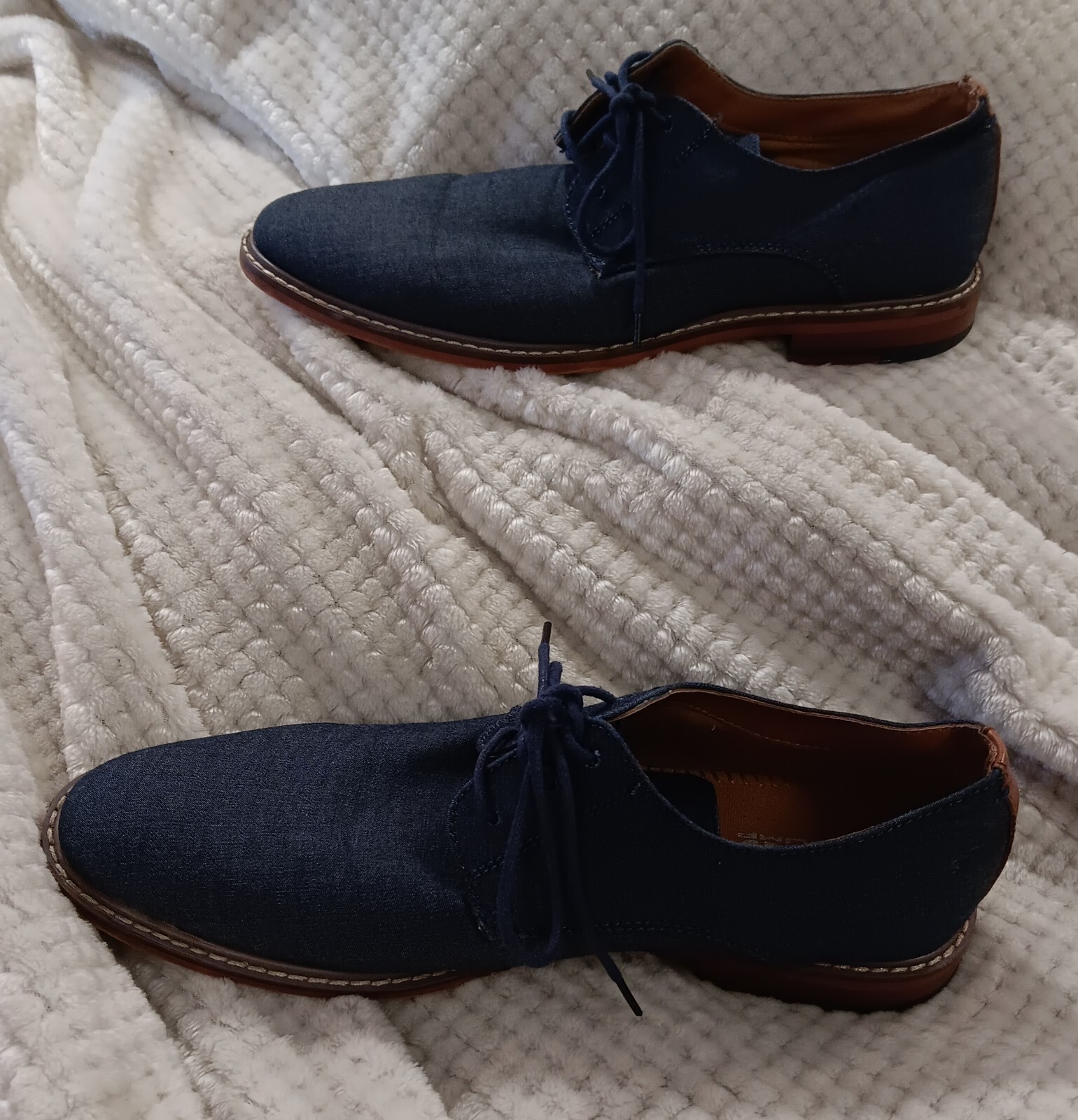 SAOLA 71808M977A SCARPE DA UOMO TAGLIA 8 TESSUTO MARINO FINITURE IN PELLE CON LACCI