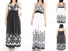 White Or Black Floral Empire Waist Maxi Dress Sundress 1X 2X 3X Plus