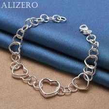 925 Sterling Silver Bracelet Hearts Bracelets For Women Wedding Jewelry Gift
