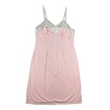 Vintage 90s Baby Pink & White Lace Mesh Lingerie Slip Dress 12