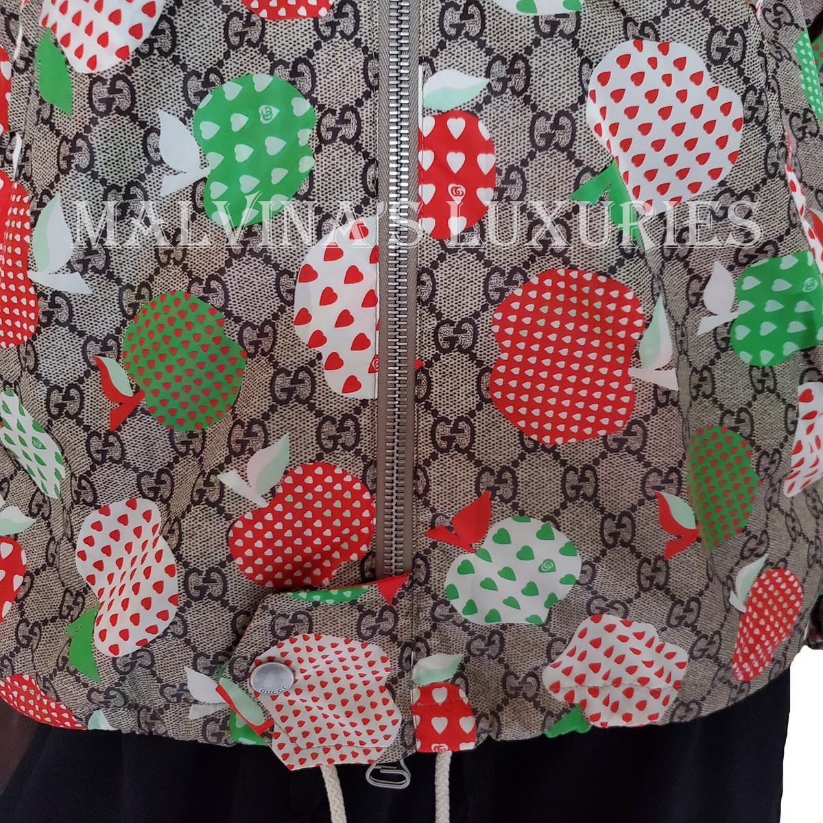 GUCCI★素敵！GG APPLE HEARTS LES POMMES PRINT JACKET GUCCI JACKET MENS GG SUPREME APPLE HEARTS LES POMMES PRINT