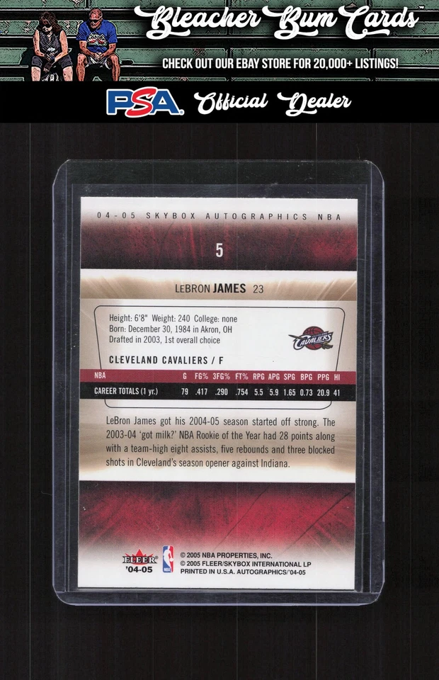 2004-05 SkyBox Autographics 5 LeBron James Silver Signature - Image 2 of 2