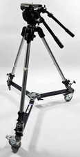 Bogen Manfrotto 3061 Tripod w/ 3066 Video Fluid Head  3067 Dolly  Double Handle