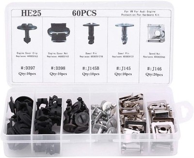 60Pcs Engine Undertray Cover Clips Bottom Metal Screw Bolt Kit for Audi VW New