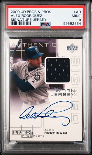 2000 Upper Deck UD Pros & Prospects Signature Jersey Alex Rodriguez Auto PSA 9 - Bild 1 von 3