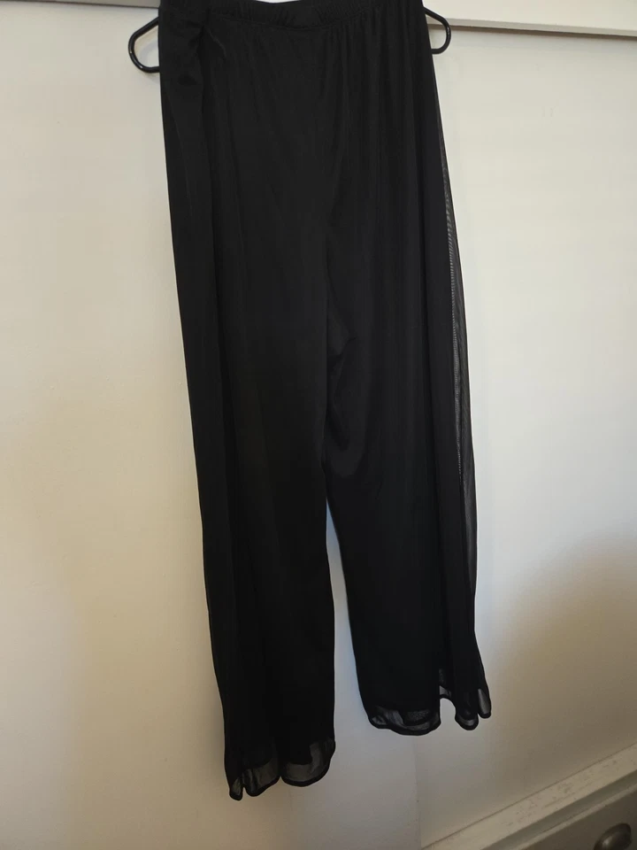 Studio 1940 Chiffon Palazzo Black Pants 18/20 Elastic Waist Lined Career Evening - Image 3 of 4