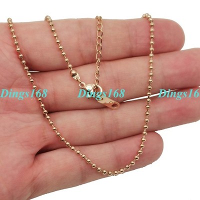 Men&Women's Real 18K Rose Gold Filled 2mm wide Italian Bead Chain Necklace P992R