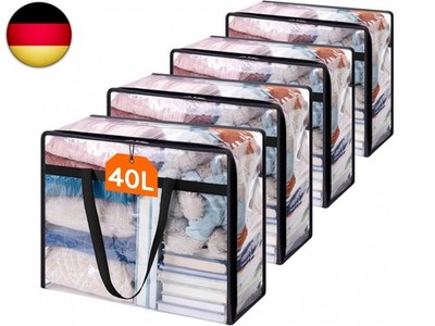 Lifewit 4 Stück Transparente Plastik Aufbewahrungstasche, 40L Kleiderschrank 