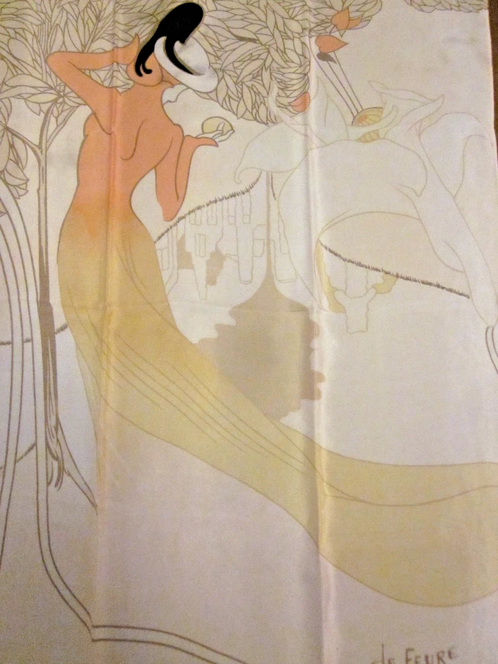Bufanda de seda vintage con estampado Art Nouveau de Georges De Feure Foto 4 de 4