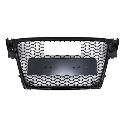 CALANDRE AVANT STYLE RS4 NOIRE AVEC ACCESSOIRES CHROMÉS POUR AUDI A4 B8 2007-11 - Photo 1/4